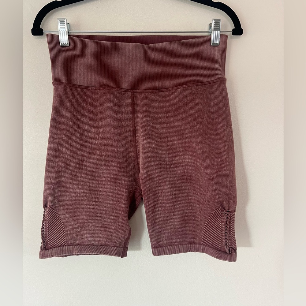 aerie Dusty Mauve Ribbed High-Rise Bike Shorts